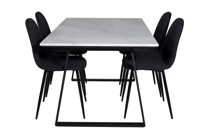 Admira Matgrupp 140 cm inkl 4 Ypas Stolar - Marmor/Vit/Svart - Möbler - Matplats - Matgrupp & matbord med stolar