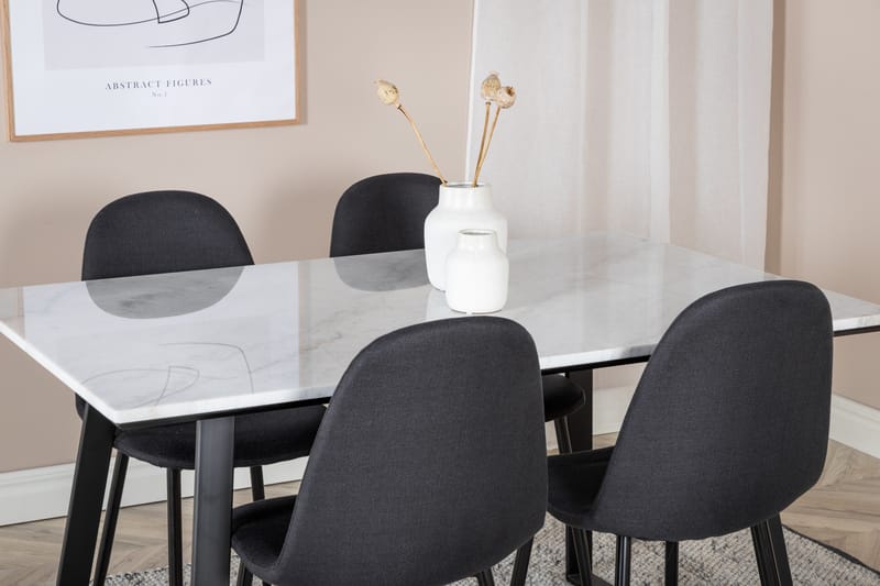 Admira Matgrupp 140 cm inkl 4 Ypas Stolar - Marmor/Vit/Svart - Möbler - Matplats - Matgrupp & matbord med stolar