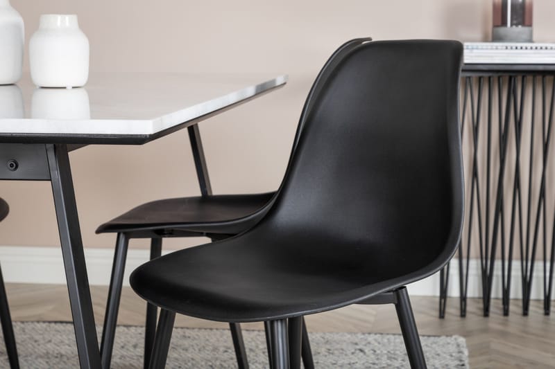 Admira Matgrupp 140 cm inkl 4 Ypas Stolar - Marmor/Vit/Svart - Möbler - Matplats - Matgrupp & matbord med stolar