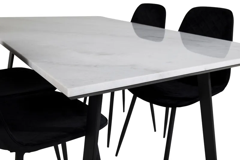 Admira Matgrupp 140 cm inkl 4 Ypas Stolar - Marmor/Vit/Svart - Möbler - Matplats - Matgrupp & matbord med stolar