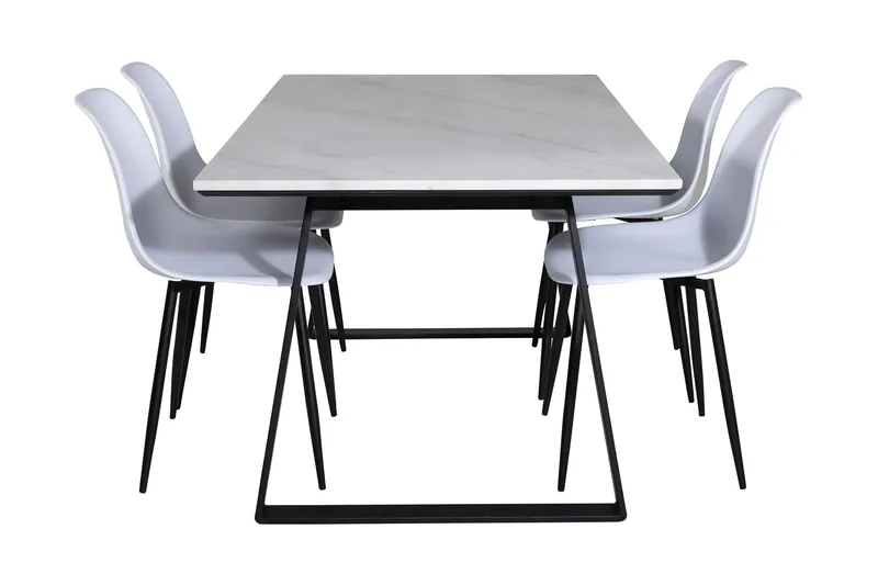 Admira Matgrupp 140 cm inkl 4 Ypas Stolar - Marmor/Vit/Svart - Möbler - Matplats - Matgrupp & matbord med stolar