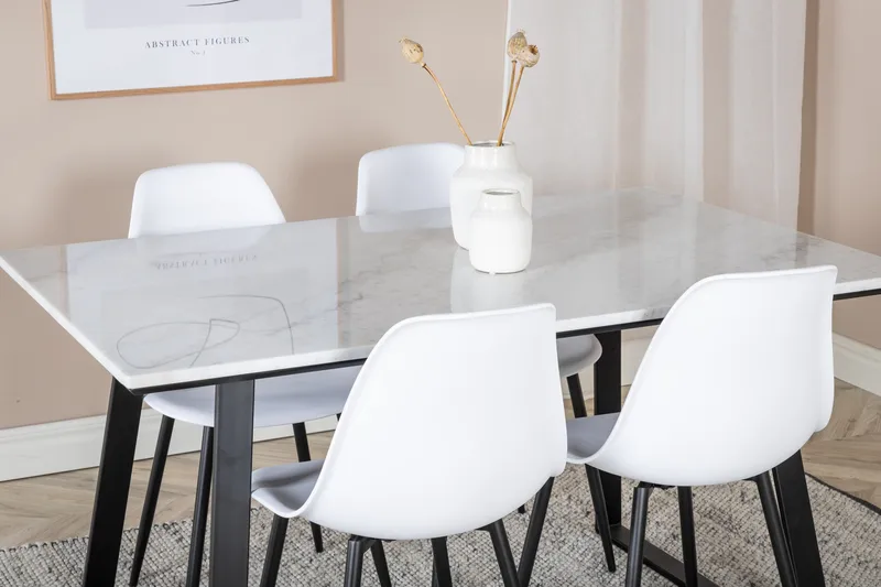 Admira Matgrupp 140 cm inkl 4 Ypas Stolar - Marmor/Vit/Svart - Möbler - Matplats - Matgrupp & matbord med stolar