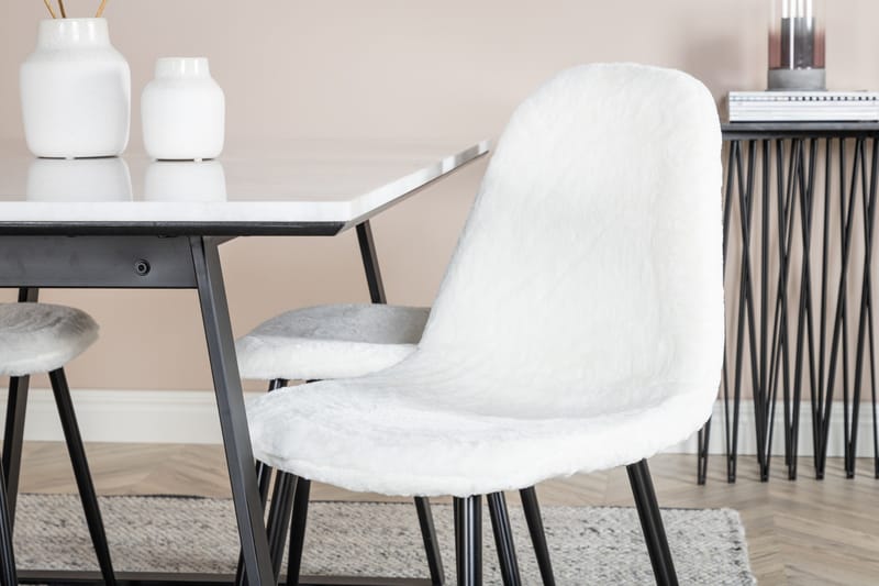 Admira Matgrupp 140 cm inkl 4 Ypas Stolar - Marmor/Vit/Svart - Möbler - Matplats - Matgrupp & matbord med stolar