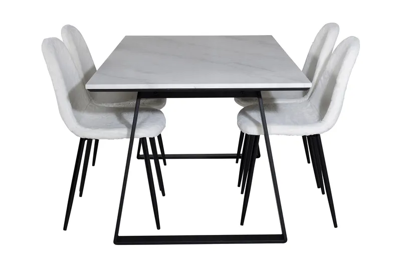 Admira Matgrupp 140 cm inkl 4 Ypas Stolar - Marmor/Vit/Svart - Möbler - Matplats - Matgrupp & matbord med stolar