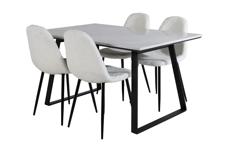 Admira Matgrupp 140 cm inkl 4 Ypas Stolar, Marmor/Vit/Svart