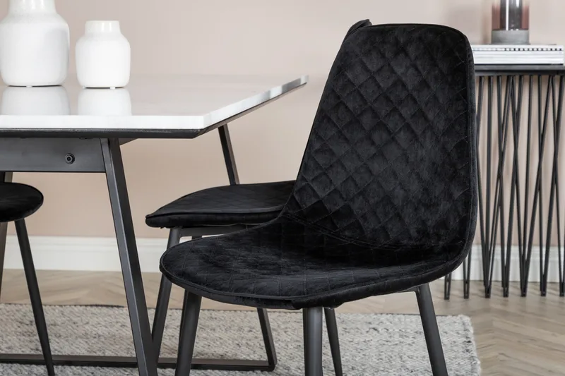 Admira Matgrupp 140 cm inkl 4 Ypas Stolar - Marmor/Vit/Svart - Möbler - Matplats - Matgrupp & matbord med stolar