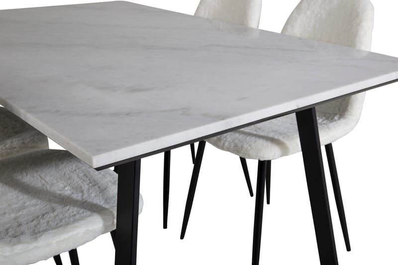 Admira Matgrupp 140 cm inkl 4 Ypas Stolar - Marmor/Vit/Svart - Möbler - Matplats - Matgrupp & matbord med stolar