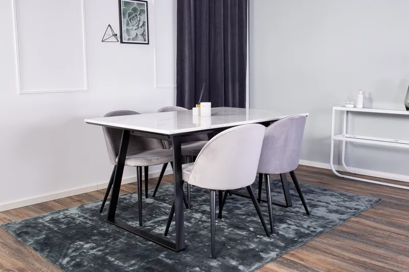 Admira Matgrupp med 4 Valerie Köksstol Sammet - Möbler - Matplats - Matgrupp & matbord med stolar