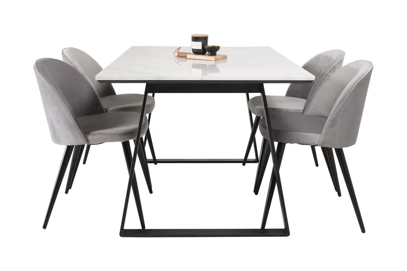 Admira Matgrupp med 4 Valerie Köksstol Sammet - Möbler - Matplats - Matgrupp & matbord med stolar