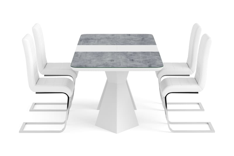 Aix Förlängningsbart Matbord 160 cm Glas Med 4 st Cibus Stol - Matgrupp & matbord med stolar