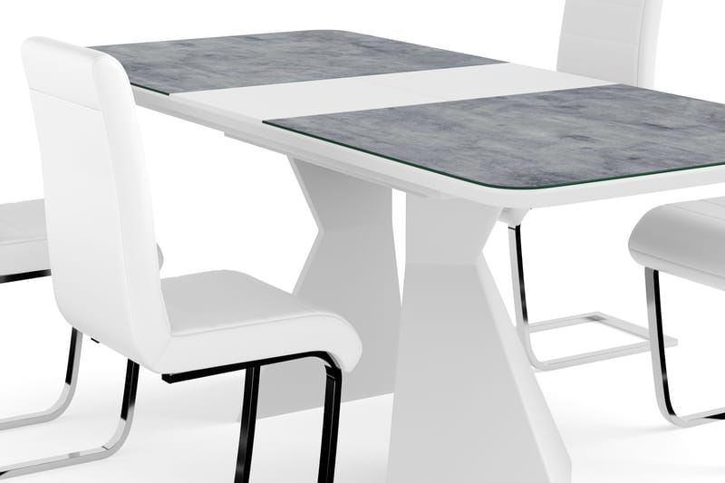 Aix Förlängningsbart Matbord 160 cm Glas Med 4 st Cibus Stol - Matgrupp & matbord med stolar