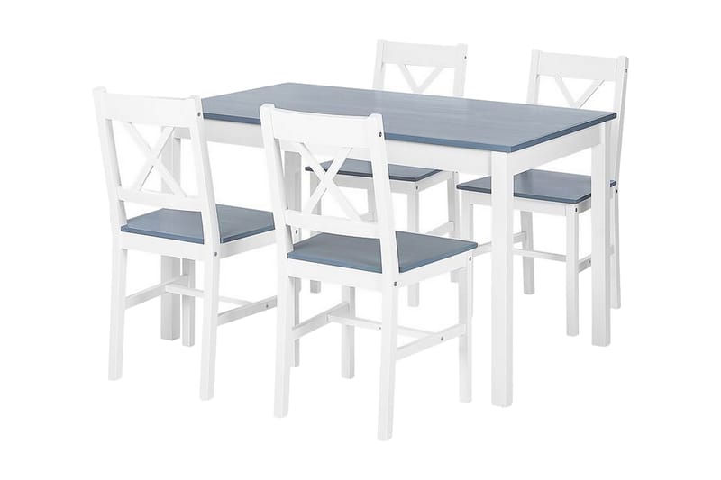 ALDINGA Matbord 118 cm Vit/Grå + 4 Stolar - Matgrupp & matbord med stolar