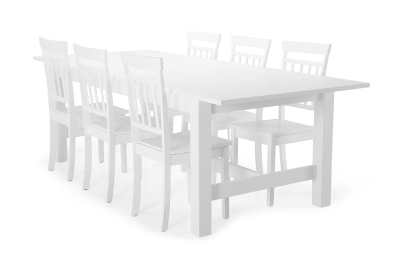 ALLIE Bord + 6 AMMON Stol Vit - Matgrupp & matbord med stolar