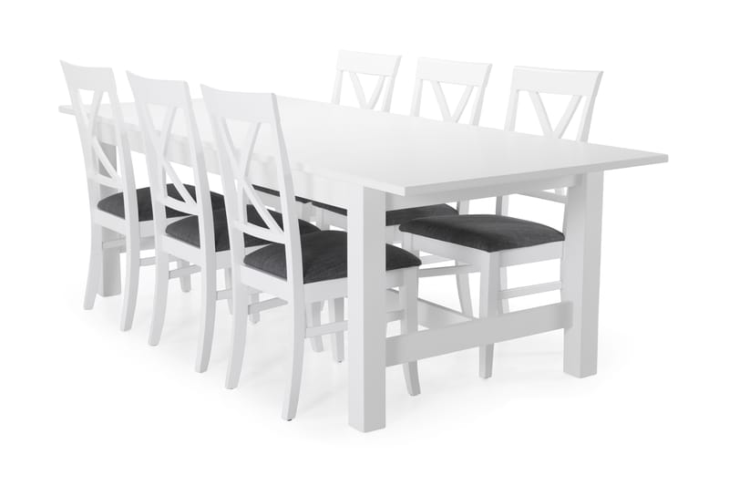 ALLIE Bord + 6 HAILEY Stol Vit - Matgrupp & matbord med stolar