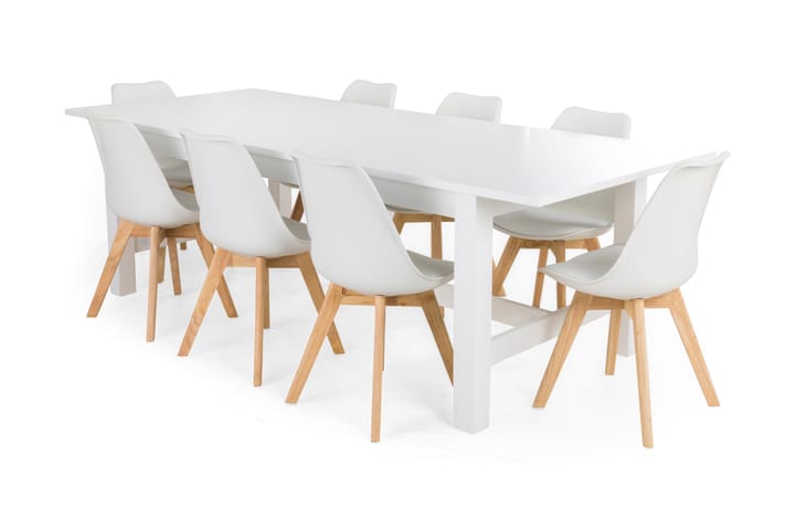 ALLIE Matbord 240 + 8 SANNA Stol Vit/Ek - Matgrupp & matbord med stolar