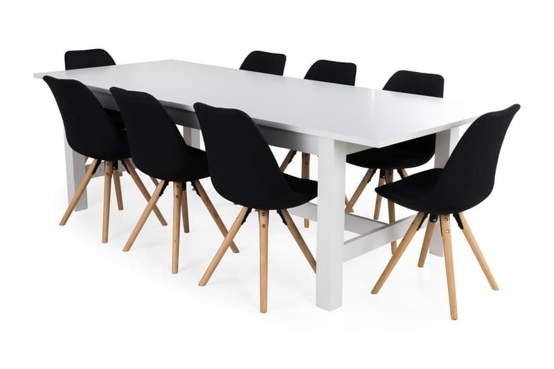 ALLIE Matbord 240 Vit + 8 MARION Stol Mörkgrå - Matgrupp & matbord med stolar