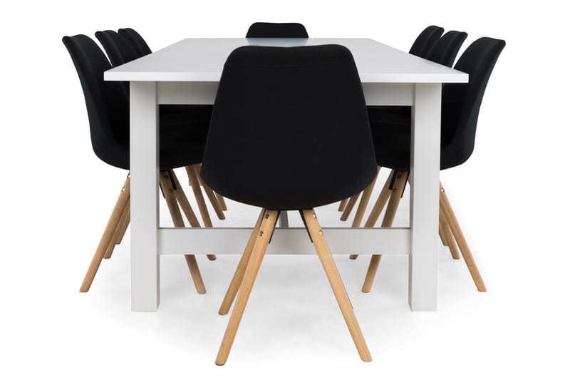 ALLIE Matbord 240 Vit + 8 MARION Stol Mörkgrå - Matgrupp & matbord med stolar