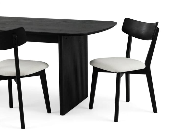Alma Matgrupp 220 cm rektangulärt i Svart med 6 Amelia Matstolar med Dyna - Svart/Beige - Möbler - Matplats - Matgrupp & matbord med stolar