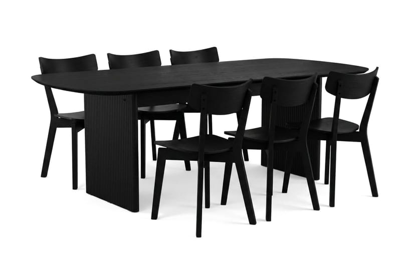 Alma Matgrupp 220 cm rektangulärt i Svart med 6 Amelia Matstolar - Svart - Möbler - Matplats - Matgrupp & matbord med stolar