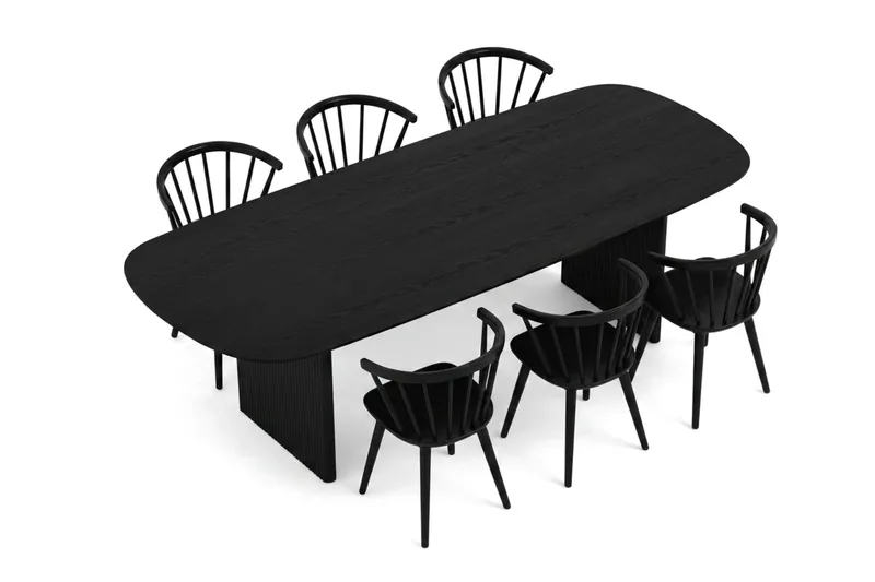 Alma Matgrupp rektangulärt 220 cm Svart med 6 Tyrö Matstolar - Svart - Möbler - Matplats - Matgrupp & matbord med stolar