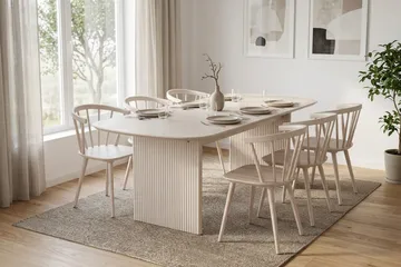 Alma Matgrupp rektangulärt 220 cm Vitlaserad med 6 Tyrö Matstolar - Vitlaserad - Möbler - Matplats - Matgrupp & matbord med stolar