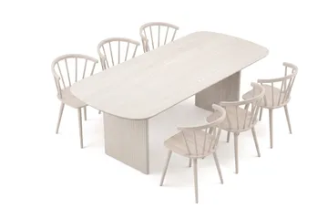 Alma Matgrupp rektangulärt 220 cm Vitlaserad med 6 Tyrö Matstolar - Vitlaserad - Möbler - Matplats - Matgrupp & matbord med stolar