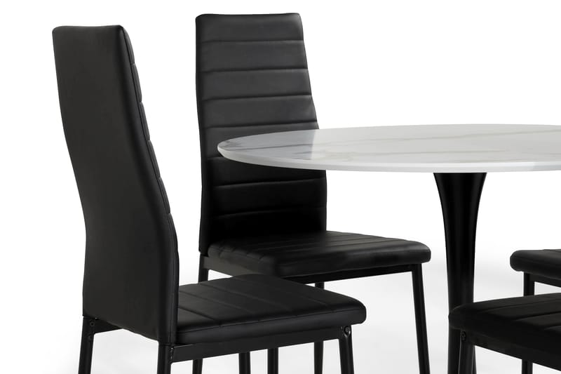 ANANTA Bord Vit 100 Rund + 4 TEKLA Stol Svart/Metall - Möbler - Matplats - Matgrupp & matbord med stolar