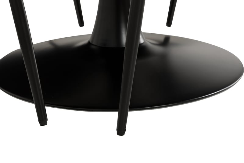 ANANTA Matbord 100 cm Rund Svart + 4 HUGGNING Stolar Grå - Matgrupp & matbord med stolar