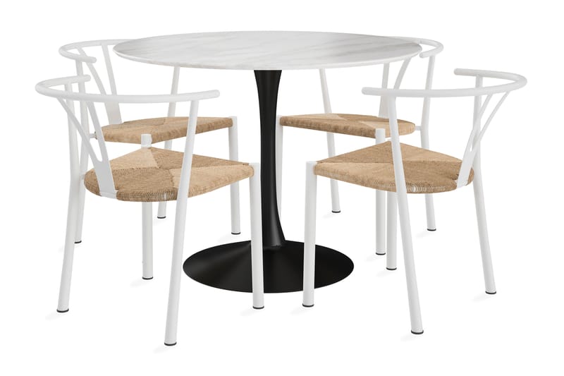 ANANTA Matbord 100 cm Runt Med 4 st Elysia Matstol - Möbler - Matplats - Matgrupp & matbord med stolar