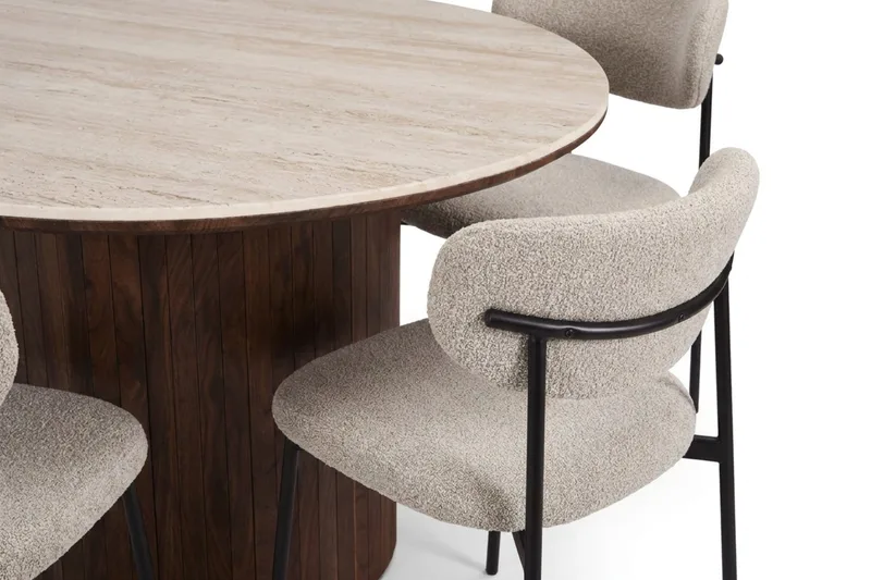 Arvo Matgrupp runt 120 cm Valnöt med 4 Lucy Matstolar - Valnöt - Möbler - Matplats - Matgrupp & matbord med stolar