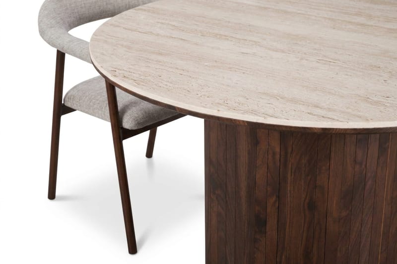Arvo Matgrupp runt 120 cm Valnöt med 4 Ronja Matstolar - Valnöt/Valnöt - Möbler - Matplats - Matgrupp & matbord med stolar