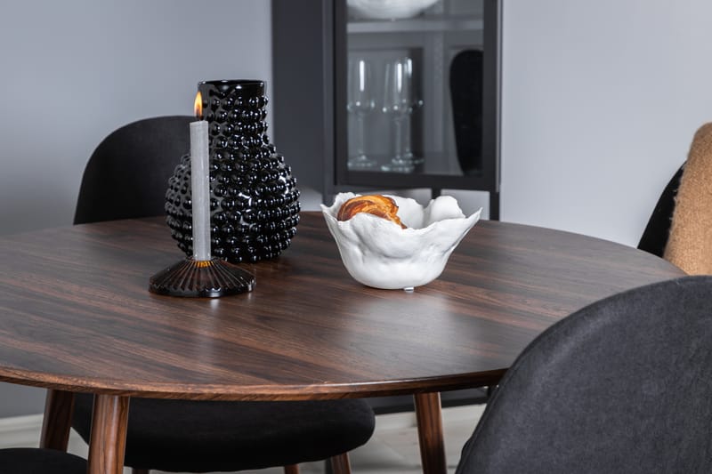 ATAUN Matbord 100 cm Runt Brun + 4 SOBRIDO Stolar Svart - Möbler - Matplats - Matgrupp & matbord med stolar
