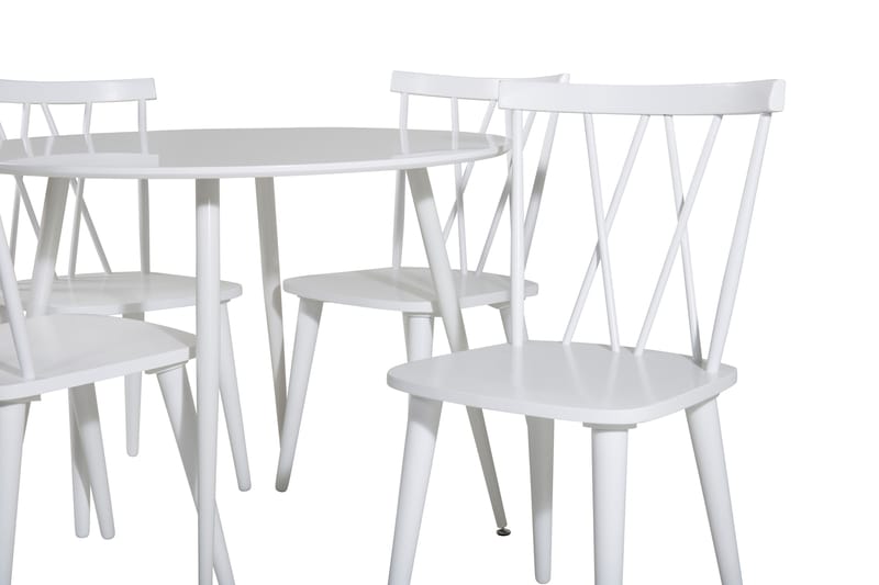ATAUN Matbord 100 cm Runt Vit + 4 COMO Stolar - Möbler - Matplats - Matgrupp & matbord med stolar