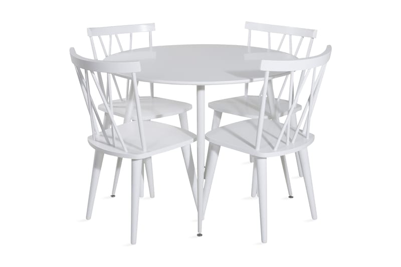 ATAUN Matbord 100 cm Runt Vit + 4 COMO Stolar - Möbler - Matplats - Matgrupp & matbord med stolar