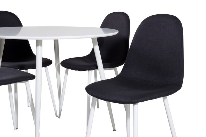 ATAUN Matbord 100 cm Runt Vit + 4 SOBRIDO Stolar Svart - Möbler - Matplats - Matgrupp & matbord med stolar