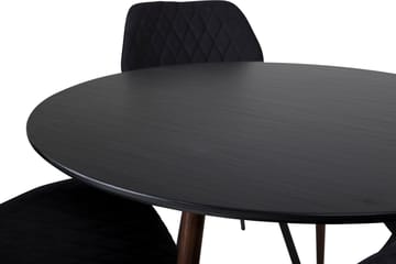 ATAUN Matbord Runt Svart/Brun + 4 CORTES Stolar Svart - Möbler - Matplats - Matgrupp & matbord med stolar