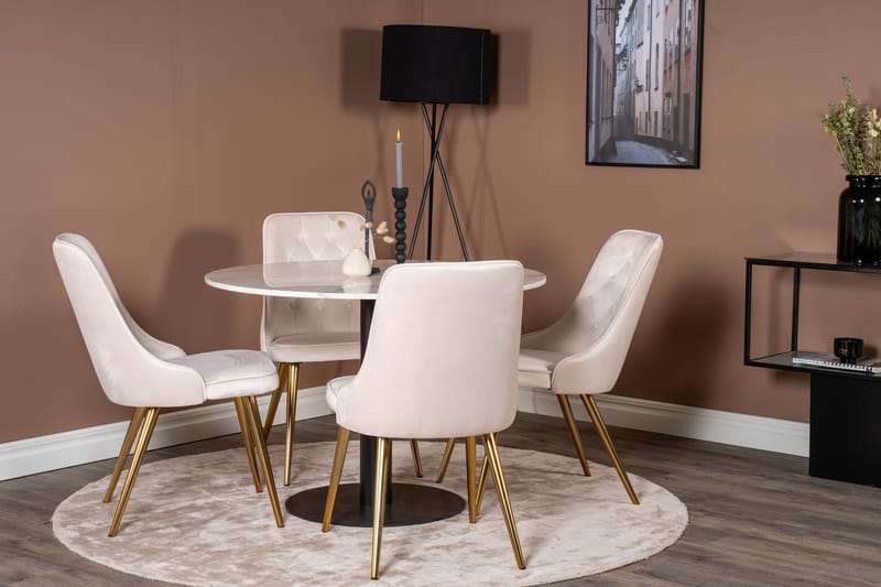 ATEN Matgrupp 106 cm med 4 CARRERA LYX Sammetsstolar - Möbler - Matplats - Matgrupp & matbord med stolar