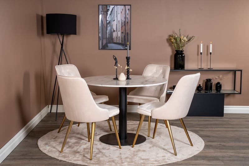 ATEN Matgrupp 106 cm med 4 CARRERA LYX Sammetsstolar - Möbler - Matplats - Matgrupp & matbord med stolar