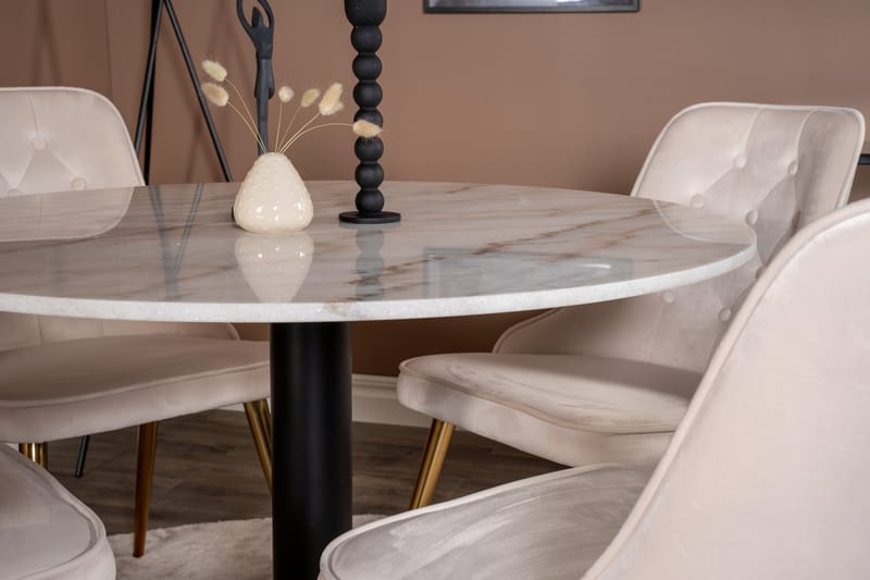 ATEN Matgrupp 106 cm med 4 CARRERA LYX Sammetsstolar - Möbler - Matplats - Matgrupp & matbord med stolar