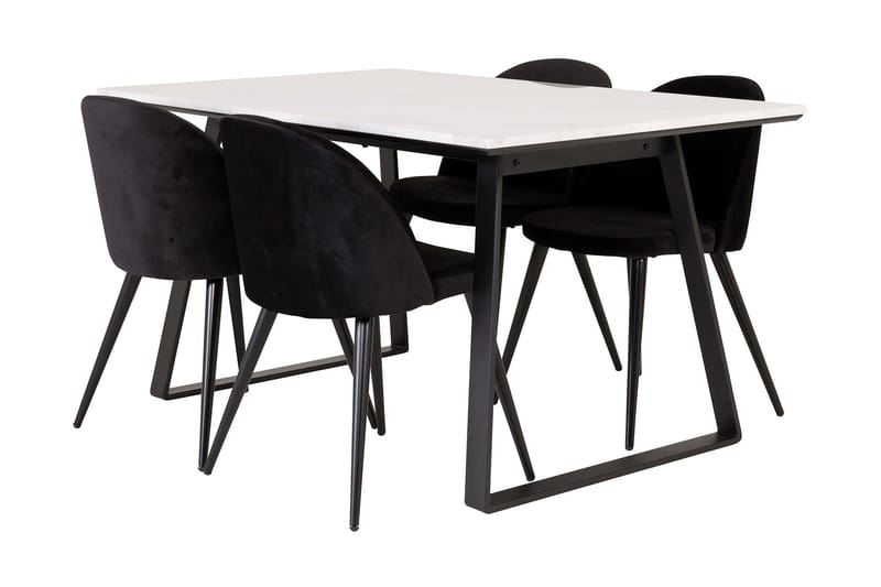 ATEN Matgrupp med 4 CARRERA Köksstol Sammet - Matgrupp & matbord med stolar