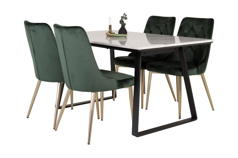 ATEN Matgrupp med 4 CARRERA Lyx Sammetsstol - Möbler - Matplats - Matgrupp & matbord med stolar