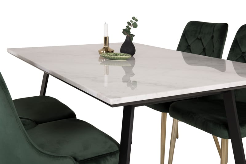 ATEN Matgrupp med 4 CARRERA Lyx Sammetsstol - Matgrupp & matbord med stolar
