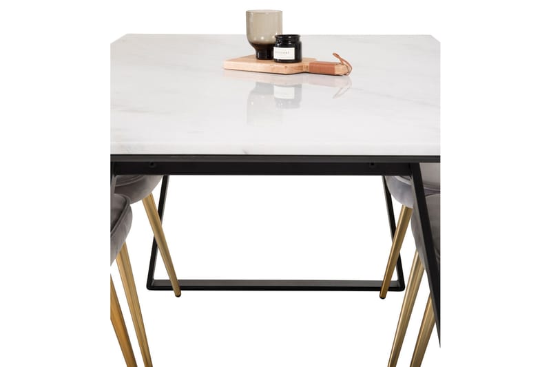 ATEN Matgrupp med 4 CARRERA Lyx Sammetstol - Matgrupp & matbord med stolar