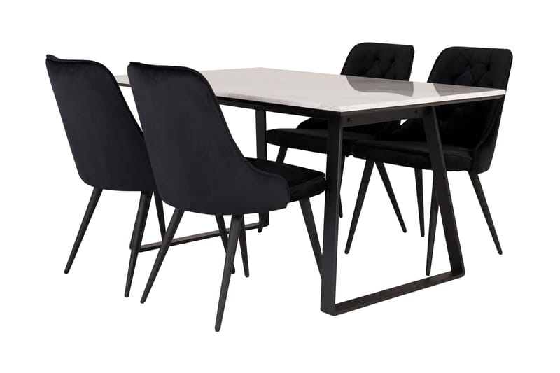 ATEN Matgrupp med 4 CARRERA Lyx Sammetstol