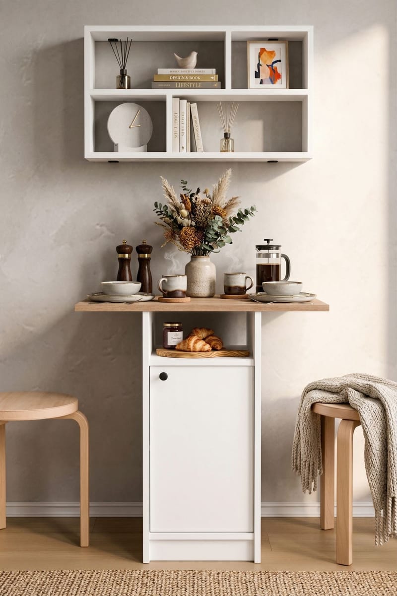 Avero Matbord- 72x73,8x44,5 cm - Vit och ek - Möbler - Matplats - Matgrupp & matbord med stolar