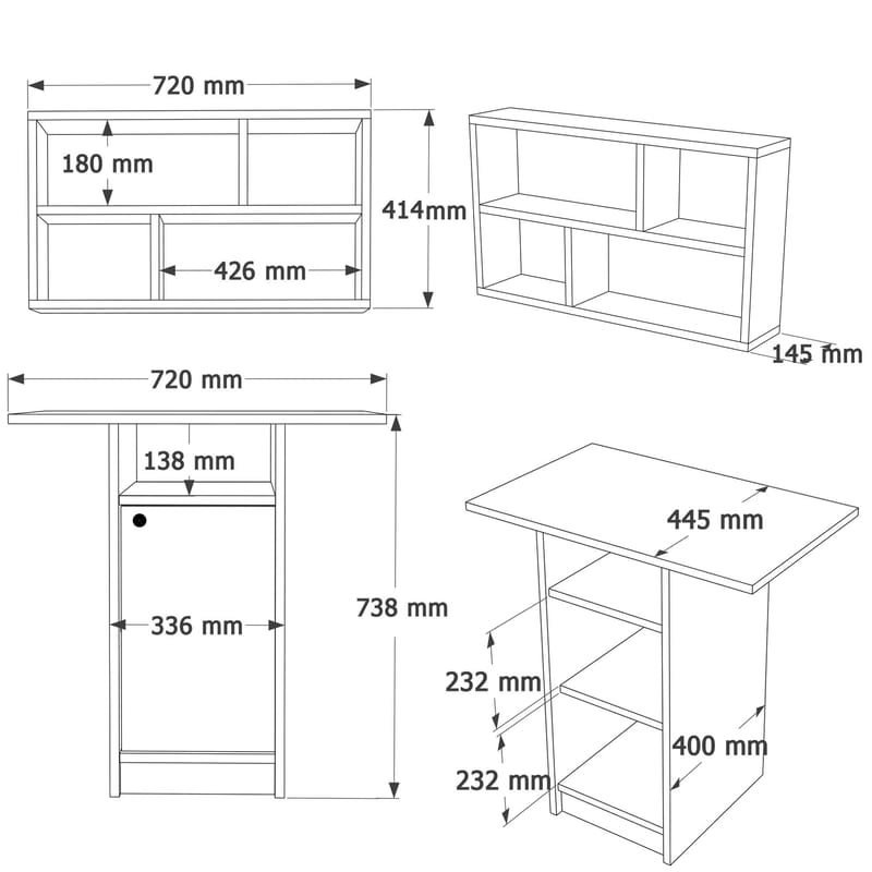 Avero Matbord- 72x73,8x44,5 cm - Vit och ek - Möbler - Matplats - Matgrupp & matbord med stolar
