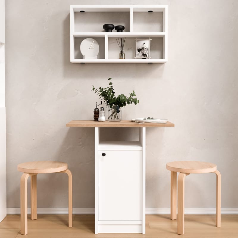 Avero Matbord- 72x73,8x44,5 cm - Vit och ek - Möbler - Matplats - Matgrupp & matbord med stolar