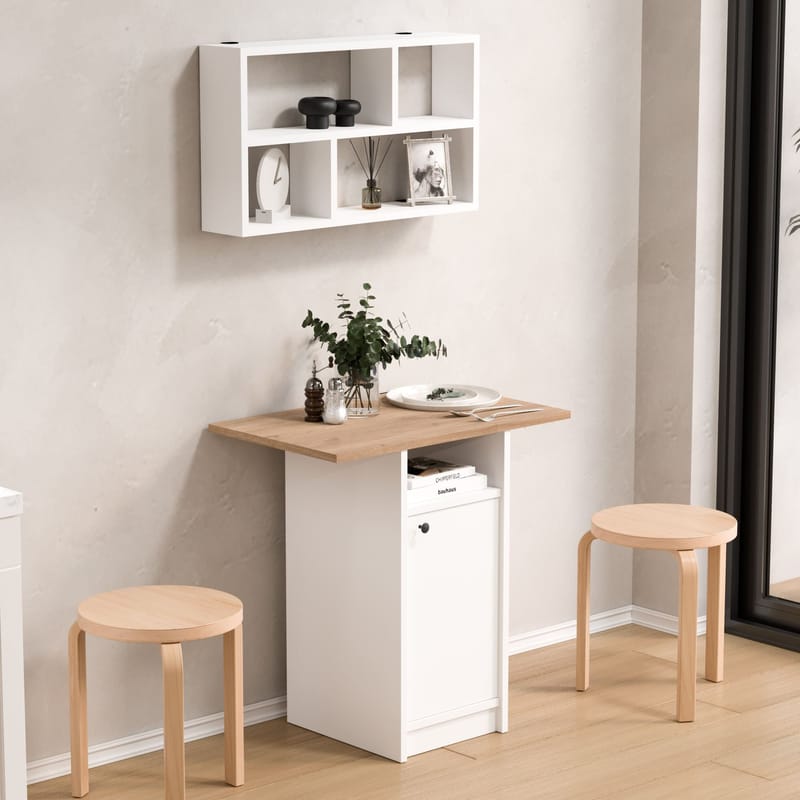 Avero Matbord- 72x73,8x44,5 cm - Vit och ek - Möbler - Matplats - Matgrupp & matbord med stolar