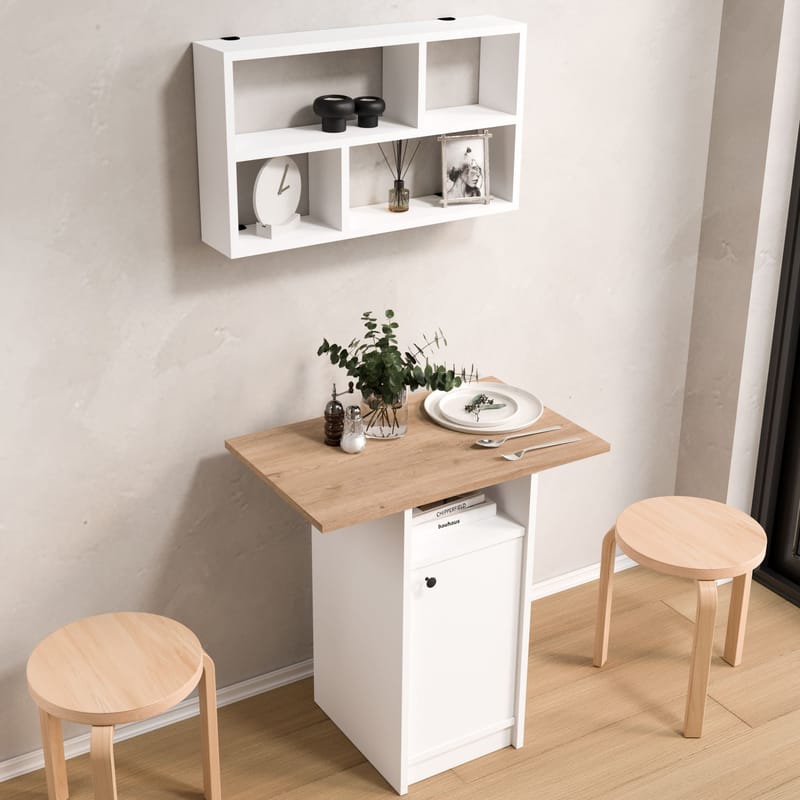 Avero Matbord- 72x73,8x44,5 cm - Vit och ek - Möbler - Matplats - Matgrupp & matbord med stolar
