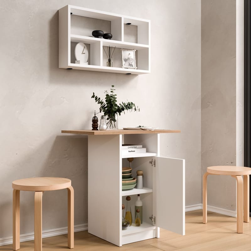 Avero Matbord- 72x73,8x44,5 cm - Vit och ek - Möbler - Matplats - Matgrupp & matbord med stolar